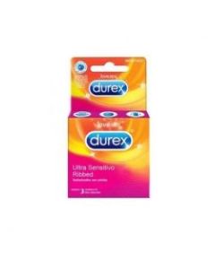 Durex Ultra-Sensitive Ribbed Condoms, 3 pieces